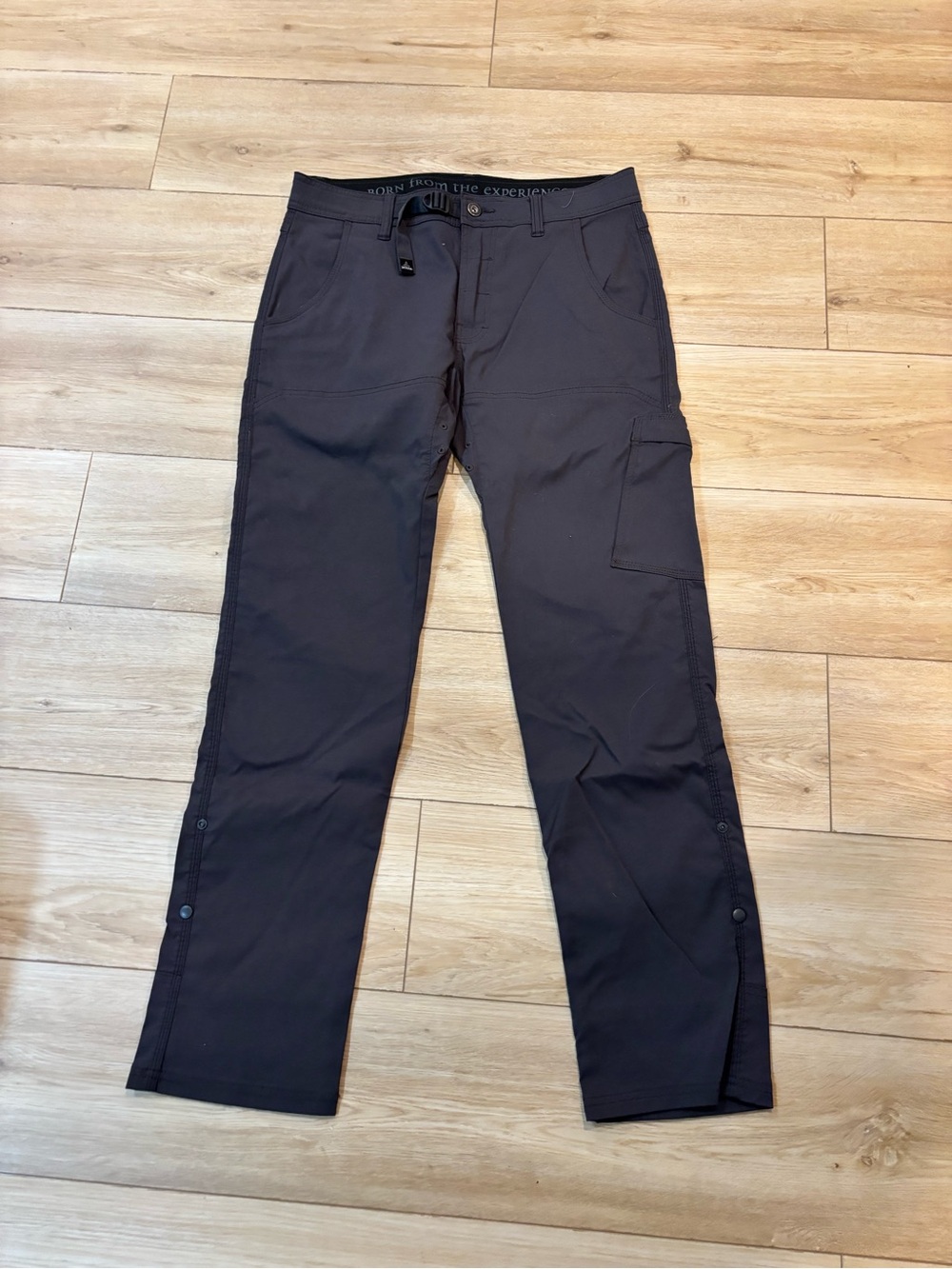 Prana Pants Mens 32x31 Gray Zion Belted Straight Fit Leg Hiking Outdoor Stretch
